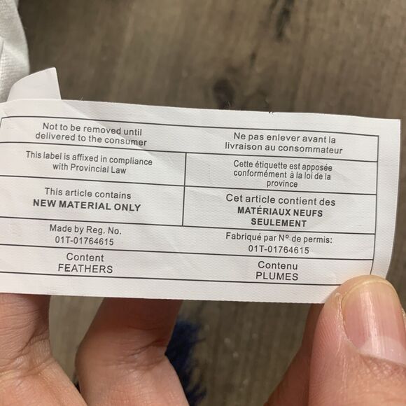 Lumbar Throw Pillow White Blue Boho Waterfowl Feather Striped Tasseled 16" x 24" - Picture 7 of 12